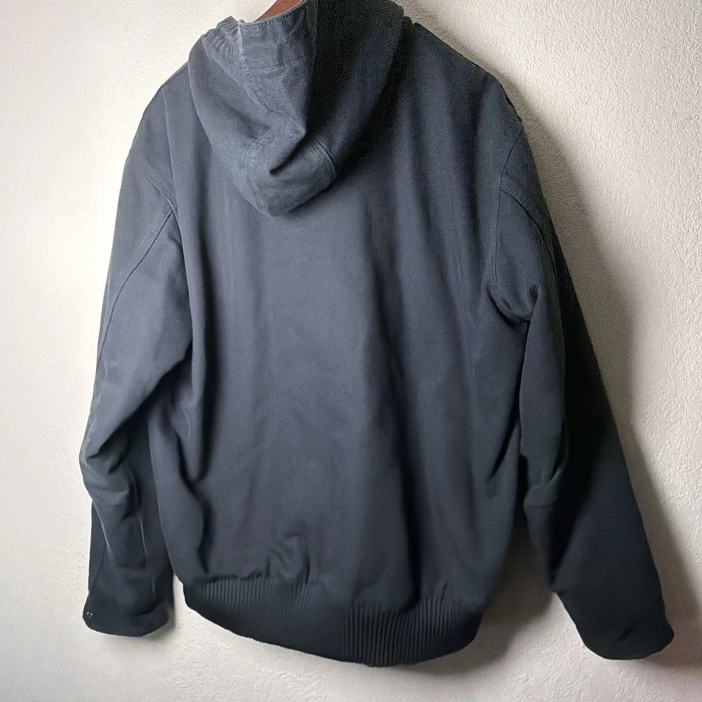 Carhartt Jacket Mens L Duck Insulated 104050 BLK Thinsulate Coat Hooded Canvas